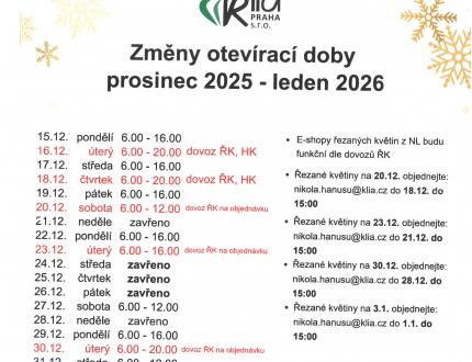 VÁNOCE - KLIA PRAHA s.r.o - prosinec 2025 - leden 2026